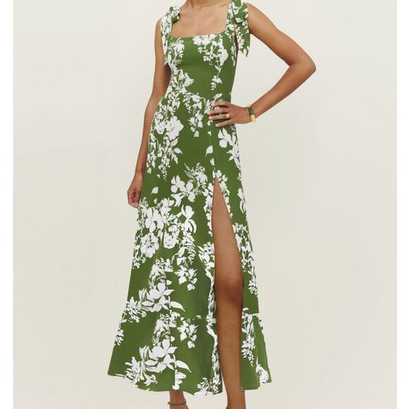 Reformation Dresses & Skirts - Reformation Twilight Mystique Midi Dress Floral Viscose Green Square Neck US 8